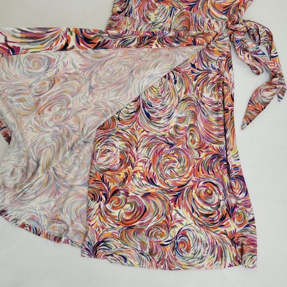 COLLETTE DINNIGAN Wrap 100% Silk Wrap Dress Size Small Abstract Print Artsy - Picture 12 of 14